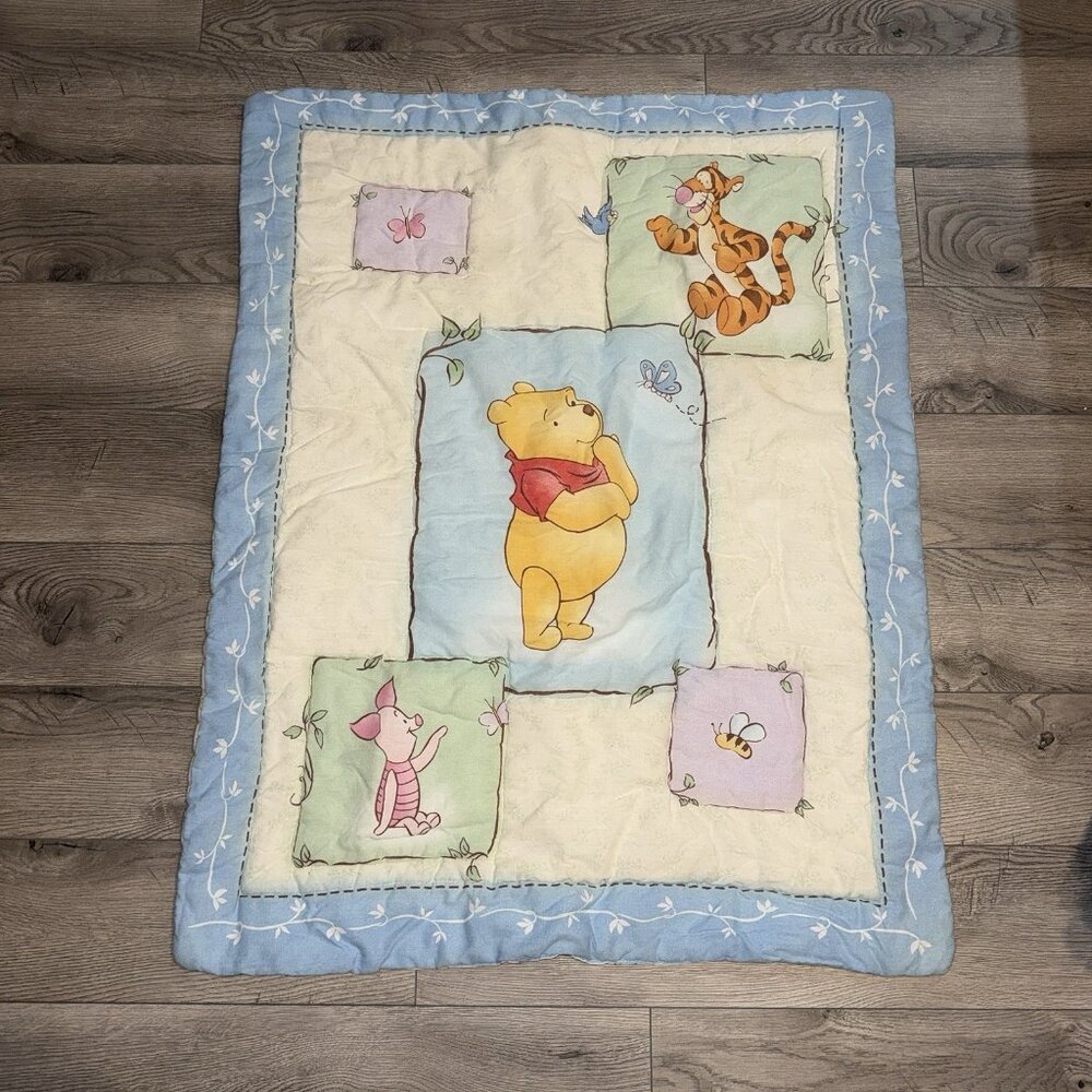 Vintage Winnie the Pooh Crib‎ Comforter Baby Blanket Piglet Tigger Blue